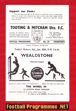 Tooting Mitcham United v Wealdstone 1968
