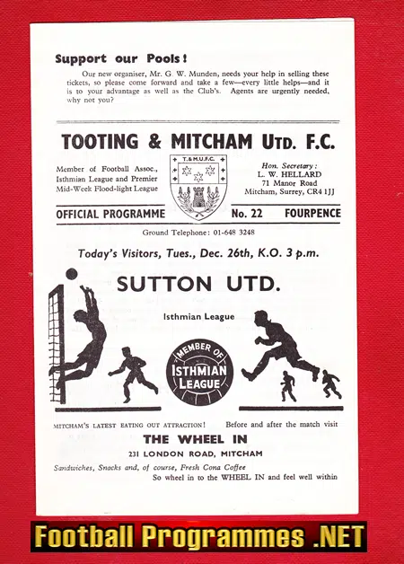 Tooting Mitcham United v Sutton United 1967