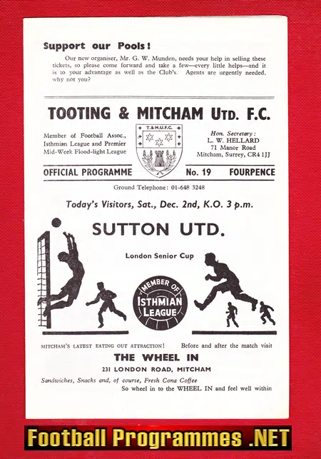 Tooting Mitcham United v Sutton United 1967 – 02/12