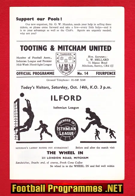 Tooting Mitcham United v Ilford 1967