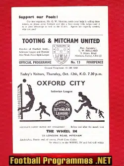 Tooting Mitcham United v Oxford City 1967