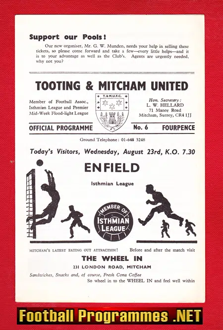Tooting Mitcham v Enfield 1967