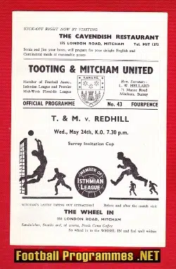 Tooting Mitcham United v Redhill 1967 – Surrey Invitation Cup