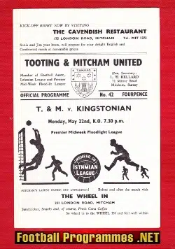 Tooting Mitcham United v Kingstonian 1967