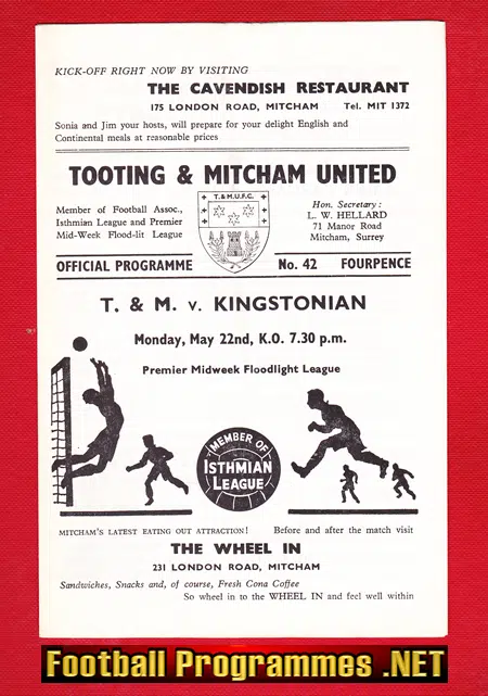 Tooting Mitcham United v Kingstonian 1967