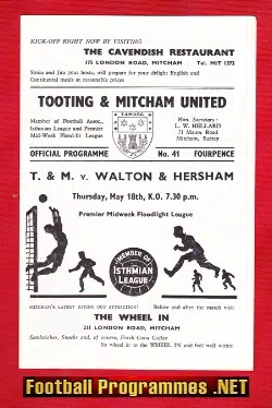 Tooting Mitcham United v Walton Hersham 1967