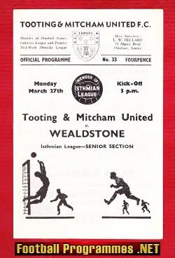 Tooting Mitcham United v Wealdstone 1967