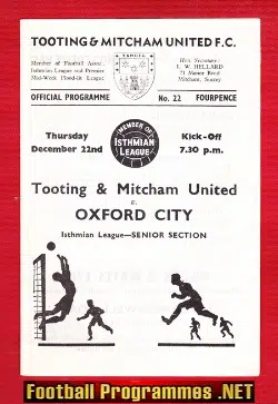 Tooting Mitcham United v Oxford City 1966