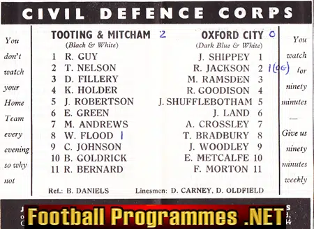 Tooting Mitcham United v Oxford City 1966