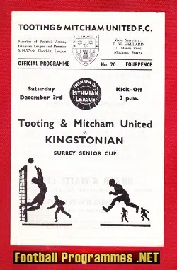 Tooting Mitcham United v Kingstonian 1966
