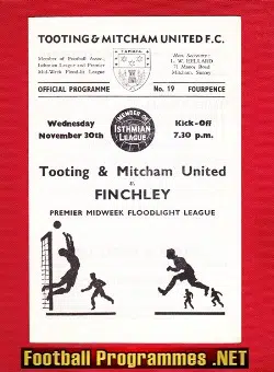 Tooting Mitcham United v Finchley 1966