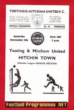Tooting Mitcham United v Hitchin Town 1966