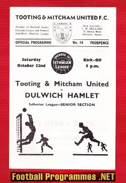 Tooting Mitcham United v Dulwich Hamlet 1966