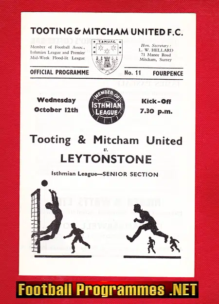Tooting Mitcham United v Leytonstone 1966