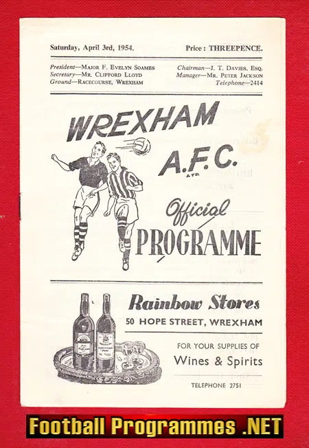 Wrexham v Darlington 1954 – Official Football Programme