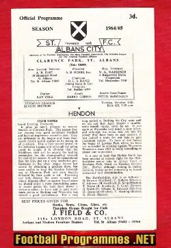 St Albans City v Hendon 1964