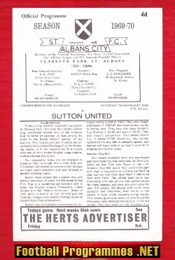 St Albans City v Sutton United 1970 - London Senior Cup