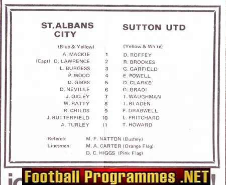 St Albans City v Sutton United 1970 - London Senior Cup