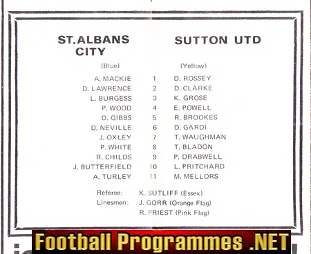 St Albans City v Sutton United 1970 - Isthmian League