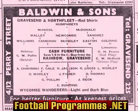 Gravesend Northfleet v Wycombe Wanderers 1962