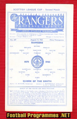 Glasgow Rangers v Queen Of The South 1963