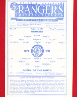 Glasgow Rangers v Queen Of The South 1963