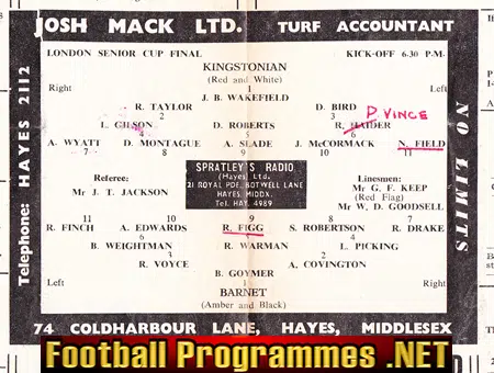 Kingstonian v Barnet 1963 - London Senior Cup Final