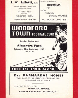 Woodford Town v Alexandra Park 1962