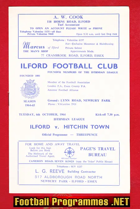 Ilford v Hitchin Town 1964