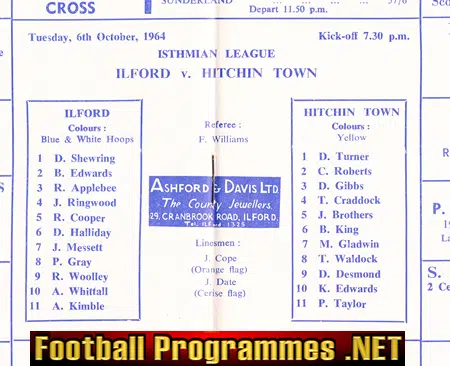 Ilford v Hitchin Town 1964
