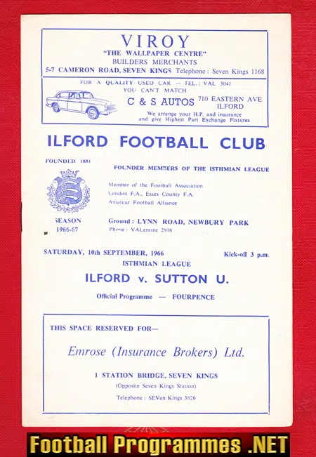 Ilford v Sutton United 1966