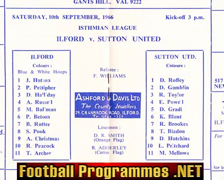 Ilford v Sutton United 1966