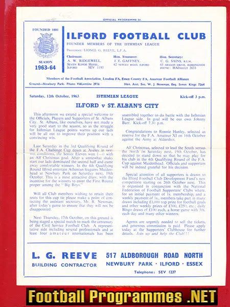 Ilford v St Albans City 1963