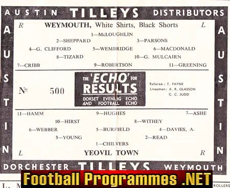 Weymouth v Yeovil Town 1964