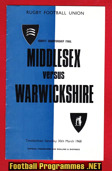 Middlesex Rugby v Warwickshire 1968 - County Championship Final