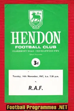 Hendon v Royal Air Force 1967 – Football Team RAF