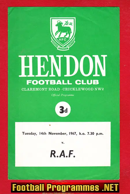 Hendon v Royal Air Force 1967 – Football Team RAF