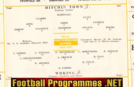 Hitchin Town v Woking 1963