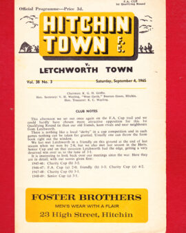 Hitchin Town v Letchworth Town 1965