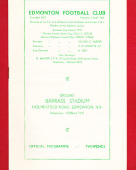 Edmonton v Enfield 1962 – Barrass Stadium