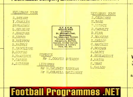 Melksham Town v Keysham Town 1978 - Western League
