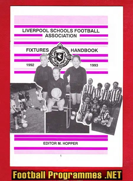 Liverpool Boys League Handbook 1992 – 1993 – Schoolboys