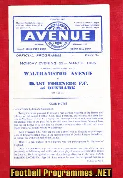 Walthamstow Avenue v Ikast Forenede 1965 - Denmark Team