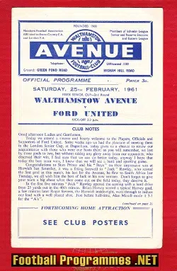 Walthamstow Avenue v Ford United 1961 - Essex Senior Cup