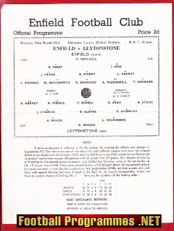 Enfield v Leytonstone 1965 - Single Sheet Programme