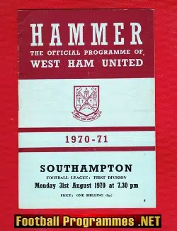 West Ham United v Southampton 1970