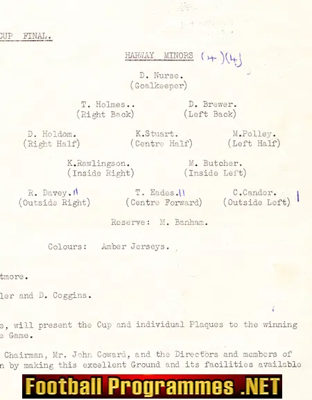 Oakland v Harway 1961 - Brabner Youth Cup Final Chelmsford