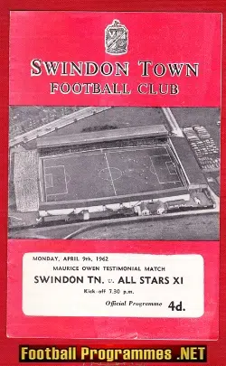 Maurice Owen Testimonial Benefit Match Swindon Town 1962