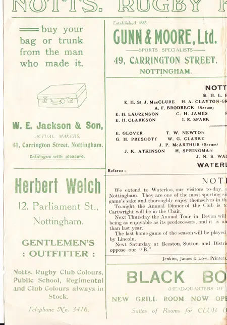 Nottingham Rugby v Waterloo 1925 - 1926 - Notts Rugby