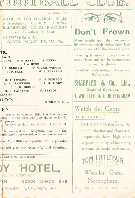 Nottingham Rugby v Waterloo 1925 - 1926 - Notts Rugby